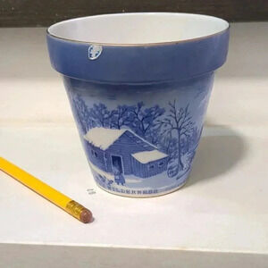 Currier and Ives Plant  Pot